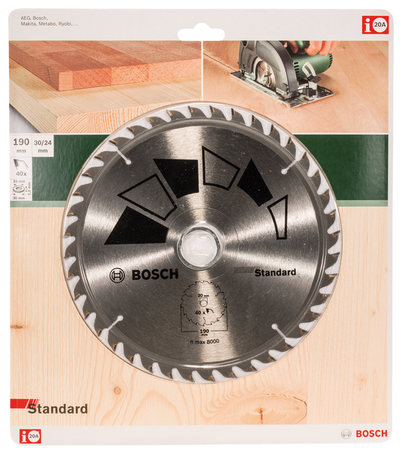 Bosch Circular saw blade STANDARD 190 x 30/24, 40