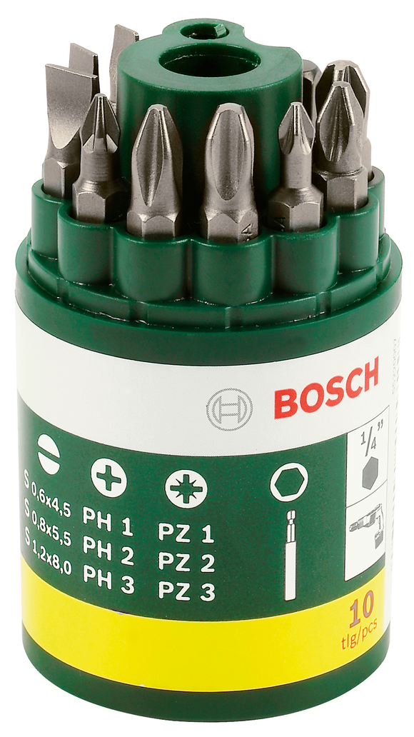 Bosch 10pc Screwdriver set PH, PZ, Slotted