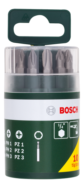 Bosch 10pc Screwdriver set PH, PZ, Slotted - 0