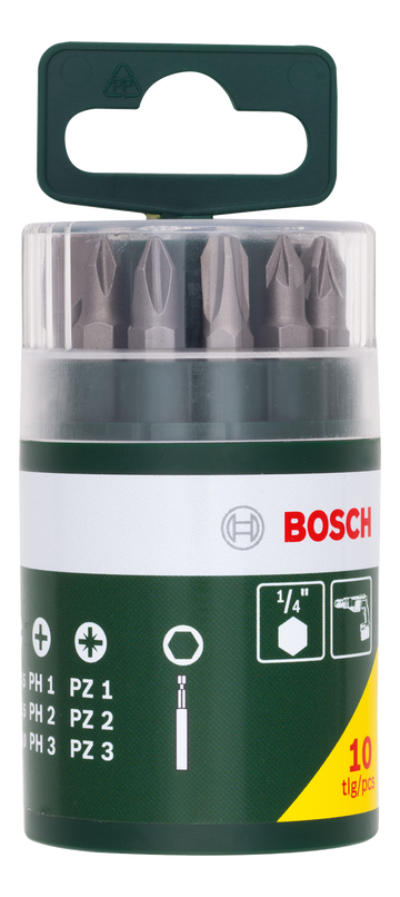 Bosch 10pc Screwdriver set PH, PZ, Slotted - 0