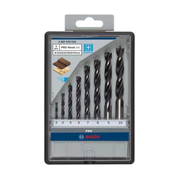 PRO Wood Brad Point Drill Bit Set, 8 pcs
 3/4/5/6/7/8/9/10 mm - image 02