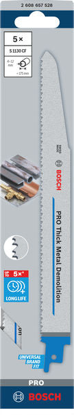 PRO Thick Metal Demolition S1130CF Blade, 1.6 x 22 x 225 mm, 5 pcs - 0