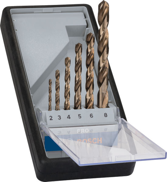PRO Stainless Steel HSS-Co Twist Drill Bit Set 2-8 mm, 6 pc