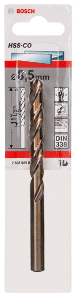 Metal drill bits HSS-Co, DIN 338
 8,5 x 75 x 117 mm - 0