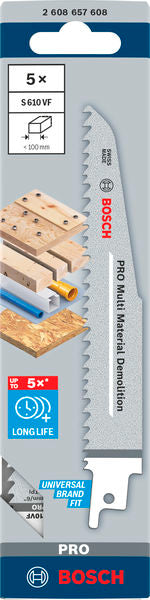PRO Multi Material Demolition S610VF Blade, 1.6 x 22 x 150 mm, 5 pcs - 0
