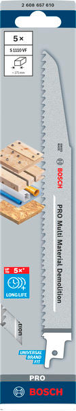 PRO Multi Material Demolition S1110VF Blade, 1.6 x 22 x 225 mm, 5 pcs - 0