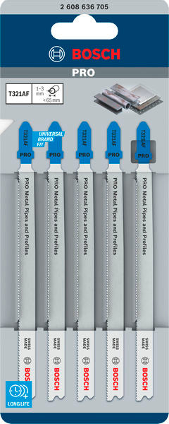 PRO Metal Pipes and Profiles T321AF Jigsaw Blade, 132 mm, 5 pcs - 0