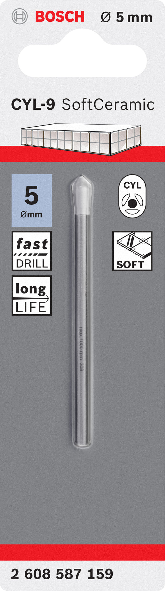 CYL-9 Tile drill bit Ceramic 5 x 70 mm