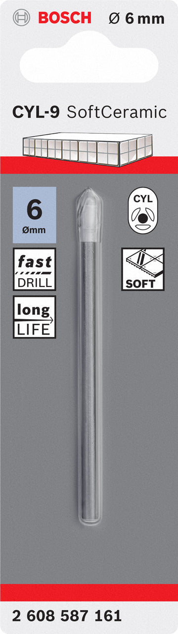 CYL-9 Tile drill bit Ceramic 6 x 80 mm - 0