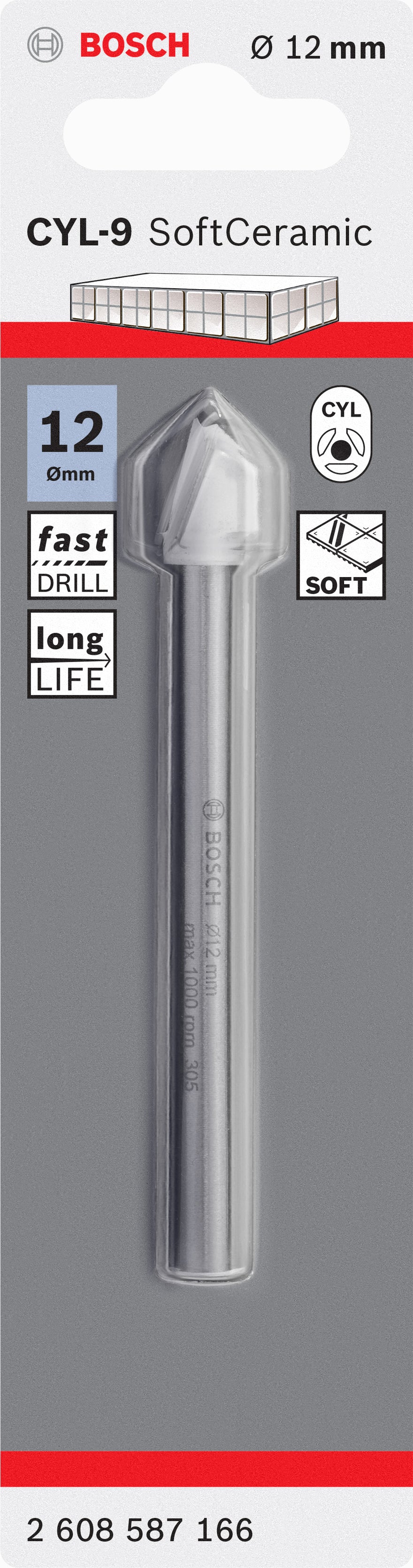 CYL-9 Tile drill bit Ceramic 12 x 90 mm - 0