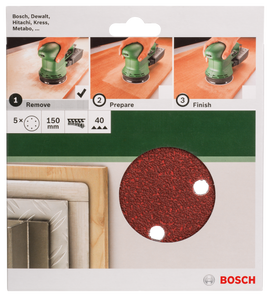 Bosch sanding sheet set for random orbit sanders 150 mm, 40, 5 pc - 0