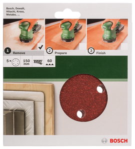 Bosch sanding sheet set for random orbit sanders 150 mm, 60, 5 pc