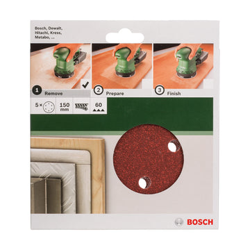 Bosch sanding sheet set for random orbit sanders 150 mm, 60, 5 pc - image 01