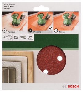 For random orbit sanders, 150 mm, 80, 5 pc - 0