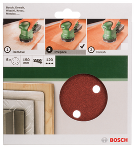 Bosch sanding sheet set for random orbit sanders 150 mm, 120, 5 pc - 0