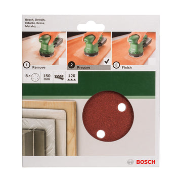 Bosch sanding sheet set for random orbit sanders 150 mm, 120, 5 pc - image 02