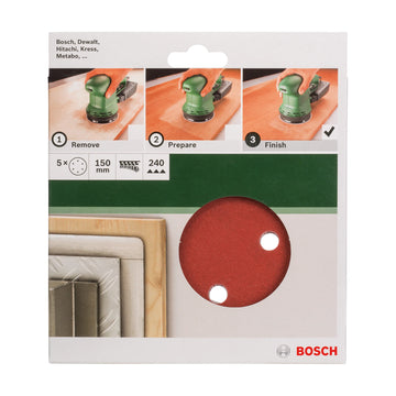 Bosch sanding sheet set for random orbit sanders 150 mm, 240, 5 pc - image 02