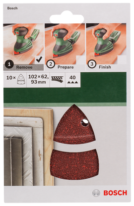 For multi-sanders, 102 x 62/93 mm, 40, 10pc - 0