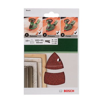 Bosch 10-piece sanding sheet set for multi-sanders 102 x 62/93 mm, 40-180, 10 pc - image 02