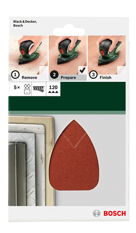 Bosch sanding sheet set for multi-sanders 95 x 135 mm, 120, 5 pc - 0