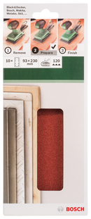 Bosch sanding sheet set for orbital sanders 93 x 230 mm, 120, 8 holes, 10 pc, clip on-2