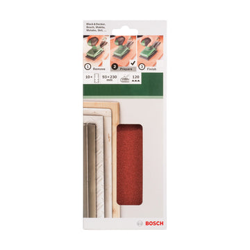 Bosch sanding sheet set for orbital sanders 93 x 230 mm, 120, 8 holes, 10 pc, clip on - image 02