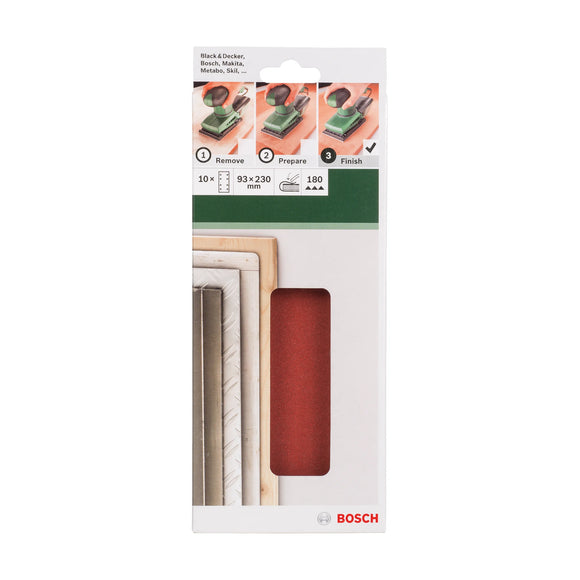 For orbital sanders, 93 x 230 mm, 180, 8 holes, 10 pc, clip on - image 02