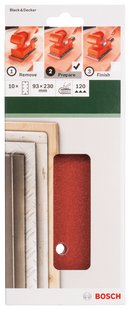 Bosch sanding sheet set for orbital sanders 93 x 230 mm, 120, 8 holes, 10 pc, clip on-2