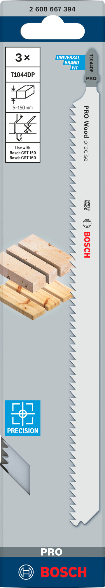 PRO Wood precise T1044DP Jigsaw Blade, 250 mm, 3 pcs
 3 pc (cuts at accurate angles) - 0