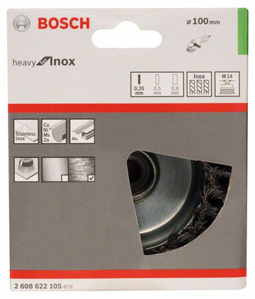 PRO Stainless Steel heavy Cup Brush, 100 x 0.35 mm, Thread - 0