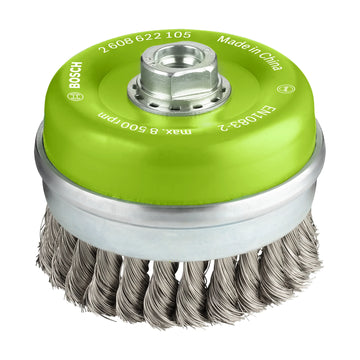 PRO Stainless Steel heavy Cup Brush, 100 x 0.35 mm, Thread - image 01