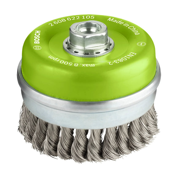 PRO Stainless Steel heavy Cup Brush, 100 x 0.35 mm, Thread - image 01