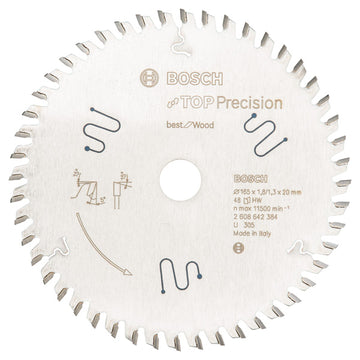 Top Precision Best for Wood circular saw blade
 165 x 20 x 1,8 mm, 48