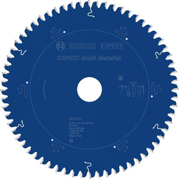 EXPERT Multi Material Circular Saw Blade, 216 x 2.4/1.8 x 30 mm, T64