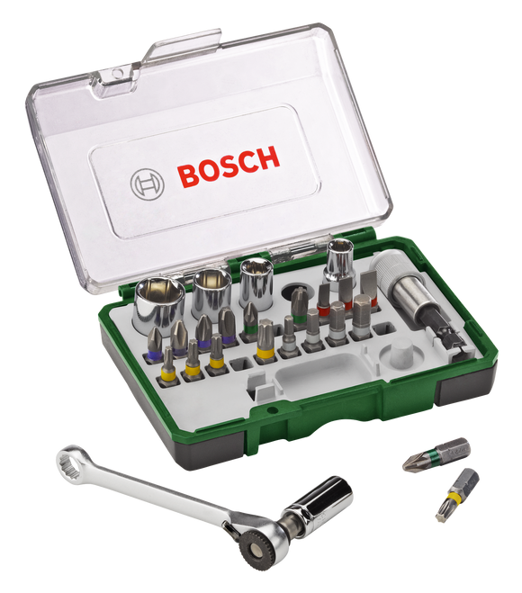 Bosch 27pc screwdriver bit and ratchet set