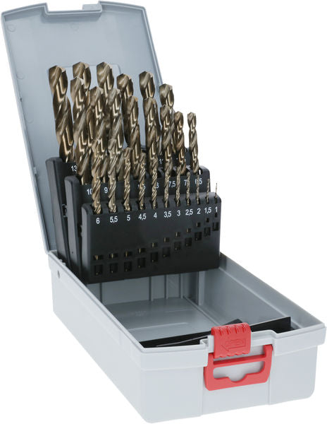 PRO Stainless Steel HSS-Co Twist Drill Bit Set, 25 pcs 1-13 mm