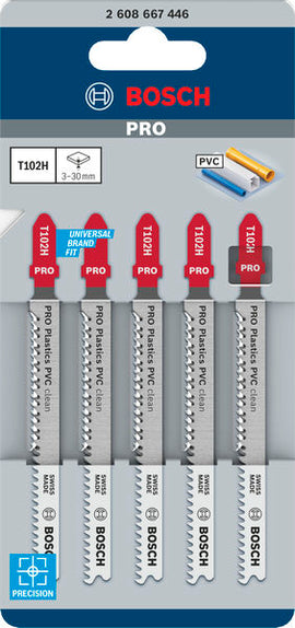 PRO Plastics PVC clean T102H Jigsaw Blade, 100 mm, 5 pcs - 0