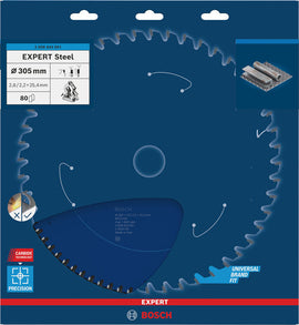 EXPERT Steel Circular Saw Blade, 305 x 2.6/2.2 x 25.4 mm, T80 - 0