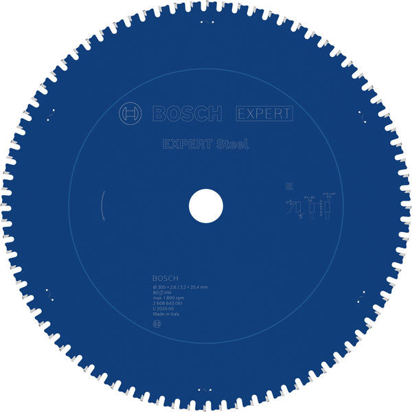 EXPERT Steel Circular Saw Blade, 305 x 2.6/2.2 x 25.4 mm, T80