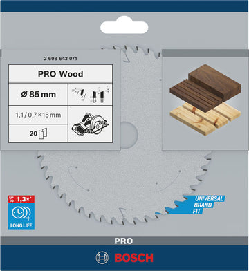 PRO Wood Circular Saw Blade, 85 x 1.1 x 15 mm
 85 x 15 x 1.1mm x 20 for GKS 12V-LI - 0