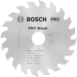 PRO Wood Circular Saw Blade, 85 x 1.1 x 15 mm
 85 x 15 x 1.1mm x 20 for GKS 12V-LI