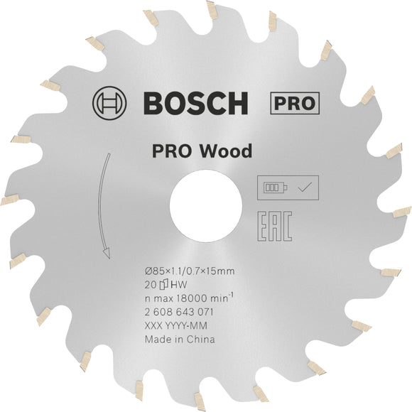 PRO Wood Circular Saw Blade, 85 x 1.1 x 15 mm
 85 x 15 x 1.1mm x 20 for GKS 12V-LI