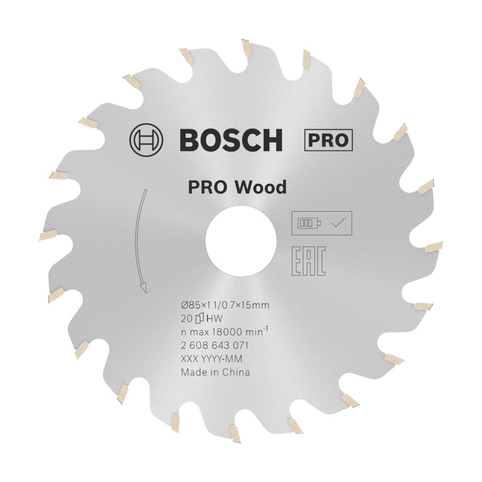 PRO Wood Circular Saw Blade, 85 x 1.1 x 15 mm
 85 x 15 x 1.1mm x 20 for GKS 12V-LI - image 01