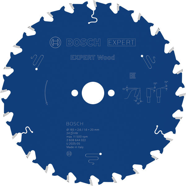 EXPERT Wood Circular Saw Blade, 165 x 2.6/1.6 x 20 mm, T24