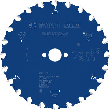 EXPERT Wood Circular Saw Blade, 165 x 2.6/1.6 x 20 mm, T24