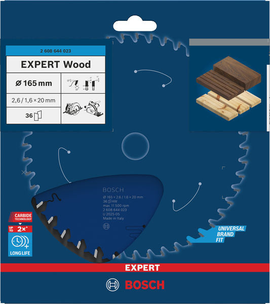 EXPERT Wood Circular Saw Blade, 165 x 2.6/1.6 x 20 mm, T36