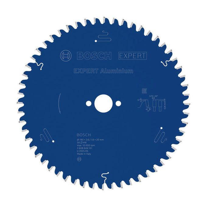 EXPERT Aluminium Circular Saw Blade, 190 x 2.6/1.6 x 20 mm, T56
 190 x 20 x 2,6 mm, 56 - image 01