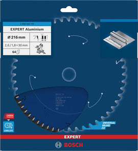 EXPERT Aluminium Circular Saw Blade, 216 x 2.6/1.8 x 30 mm, T64 216 x 30 x 2,6 mm, 64 - 0