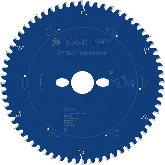 EXPERT Aluminium Circular Saw Blade, 216 x 2.6/1.8 x 30 mm, T64 216 x 30 x 2,6 mm, 64