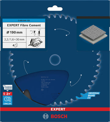 EXPERT Fibre Cement Circular Saw Blade, 190 x 2.2/1.6 x 30 mm, T4 - 0